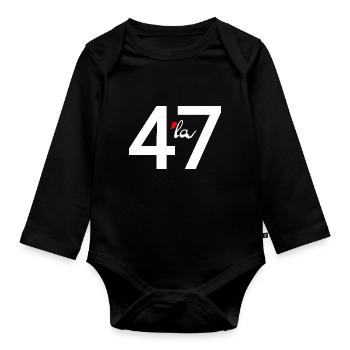 47 virgule la - Body Bébé bio manches longues - noir - Devant