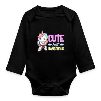 kung fu symbols Design for a kung fu fan - Baby Bio-Langarm-Body - Schwarz - Vorne