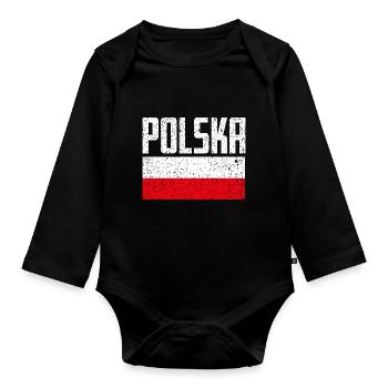 Pologne Fan Item Grunge drapeau cadeau - Body Bébé bio manches longues - noir - Devant