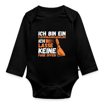 Tile Laying Training Apprentice Auzbi Tile Laying - Organic Longsleeve Baby Bodysuit - black - Front