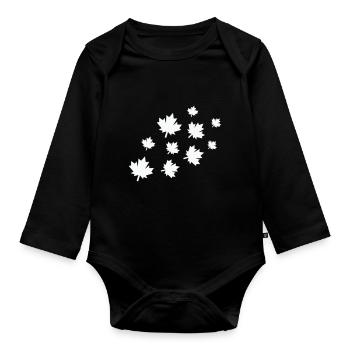 Maple Leaves - Organic Longsleeve Baby Bodysuit - black - Front