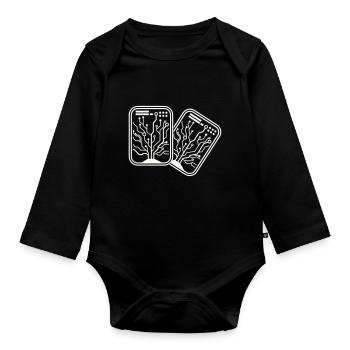 Micro Chip 2 - Organic Longsleeve Baby Bodysuit - black - Front
