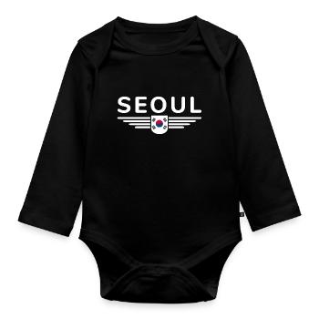 Seoul Fan T-Shirt for Korea Lovers - Organic Longsleeve Baby Bodysuit - black - Front