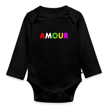 Amour - Organic Longsleeve Baby Bodysuit - black - Front