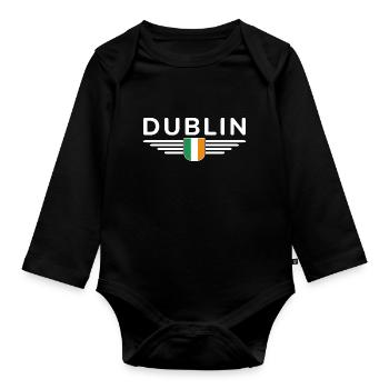 T-shirt Dublin pour les supporters irlandais - Body Bébé bio manches longues - noir - Devant