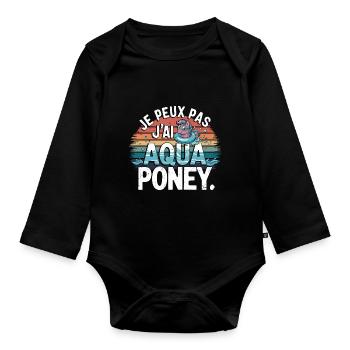 Je peux pas j'ai Aqua Poney - Body Bébé bio manches longues - noir - Devant