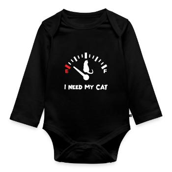 J’ai besoin de mon chat - Body Bébé bio manches longues - noir - Devant