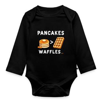Pfannkuchen über Waffeln - Baby Bio-Langarm-Body - Schwarz - Vorne