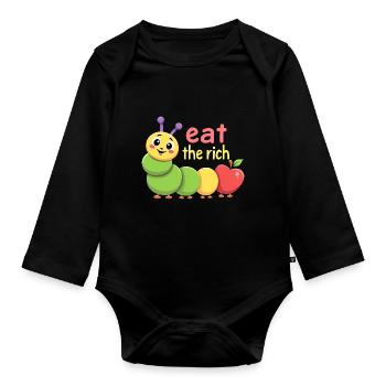 Hungry Worm - Kawaii Caterpillar - Baby Bio-Langarm-Body - Schwarz - Vorne