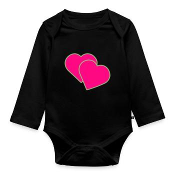 Deux cœurs - Body Bébé bio manches longues - noir - Devant