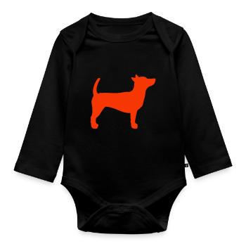 Dog stands tall Obedience stands still silhouette - Organic Longsleeve Baby Bodysuit - black - Front
