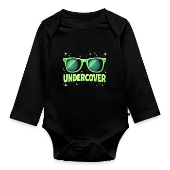 Lunettes de soleil et costume - Funny Motif - Body Bébé bio manches longues - noir - Devant