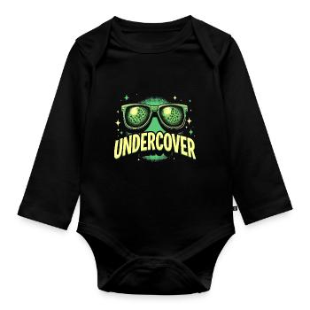 Lunettes de soleil drôles et costume de discours infiltré - Body Bébé bio manches longues - noir - Devant