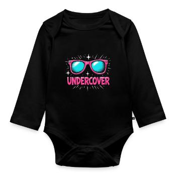 Lunettes de soleil drôles et costume de discours infiltré - Body Bébé bio manches longues - noir - Devant