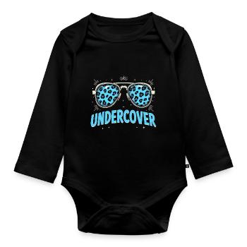Lunettes de soleil drôles et costume de discours infiltré - Body Bébé bio manches longues - noir - Devant