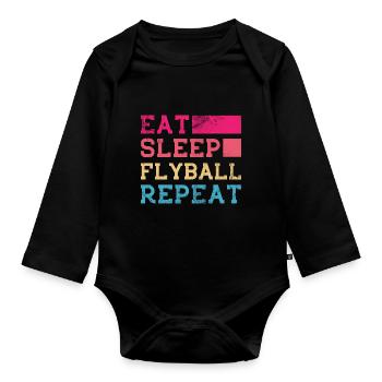 Eat Sleep Flyball Repeat Entraîneur de sports canins - Body Bébé bio manches longues - noir - Devant