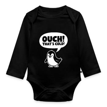 Ouch! That's Cold! - Organic Longsleeve Baby Bodysuit - black - Front