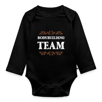 Équipe de musculation - Body Bébé bio manches longues - noir - Devant