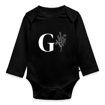 Minimalist flowers - Organic Longsleeve Baby Bodysuit - black - Front