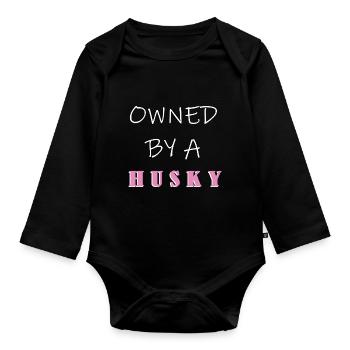 Sibirischer Husky - Baby Bio-Langarm-Body - Schwarz - Vorne