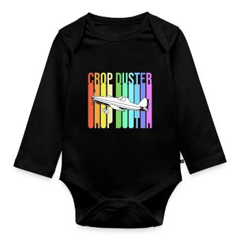Crop Duster Airplane Pilot Gift - Organic Longsleeve Baby Bodysuit - black - Front