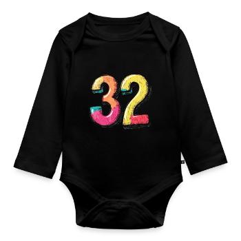 32 Nombre Coloré - Body Bébé bio manches longues - noir - Devant
