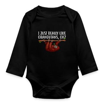 Orangutan Animal Lover Orangutans - Organic Longsleeve Baby Bodysuit - black - Front
