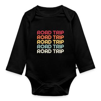Road Trip 2025 Tees Vintage Family Matching Trip - Organic Longsleeve Baby Bodysuit - black - Front