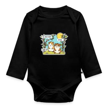 Two hamster buddies - one who smells funny - Organic Longsleeve Baby Bodysuit - black - Front