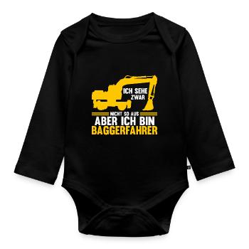 Bagger Fahrer Bagger Bauen Geschenk - Baby Bio-Langarm-Body - Schwarz - Vorne