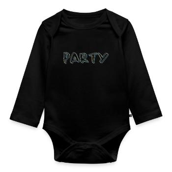 Party #party, Party tshirt - Baby Bio-Langarm-Body - Schwarz - Vorne