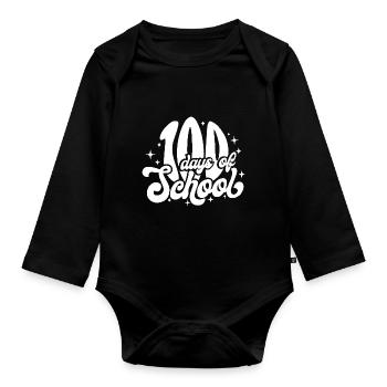 100 Days of School Celebration Design - Organic Longsleeve Baby Bodysuit - black - Front