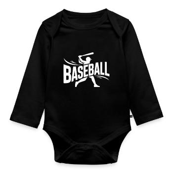 Baseball - Logo sportif cool - Body Bébé bio manches longues - noir - Devant