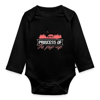 Princess Of The Pop-Up caravanning Nature Camping - Organic Longsleeve Baby Bodysuit - black - Front