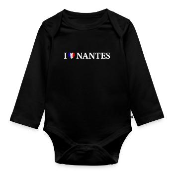 J’adore Nantes, France - Body Bébé bio manches longues - noir - Devant