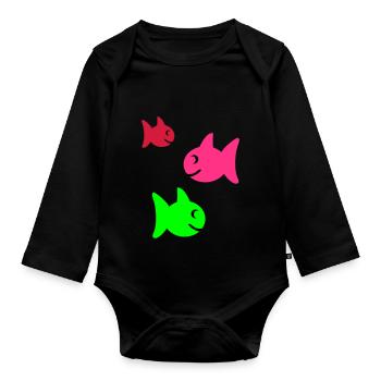 fische - Baby Bio-Langarm-Body - Schwarz - Vorne