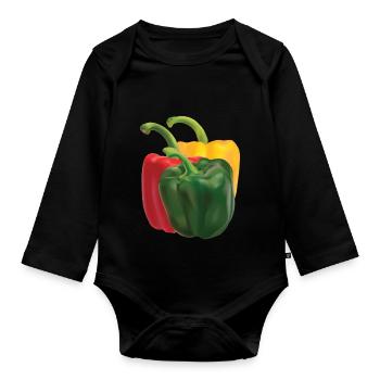 paprika - Organic Longsleeve Baby Bodysuit - black - Front
