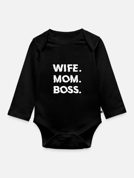 Wife Mom Boss Mothers Day Gift - Skjorte - Ekologisk långärmad babybody - svart