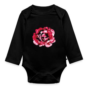 Rose Roses Flower Blossom Garden Nature Gift - Organic Longsleeve Baby Bodysuit - black - Front