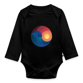 Surfons océan surfons de cadeau vague shaka - Body Bébé bio manches longues - noir - Devant