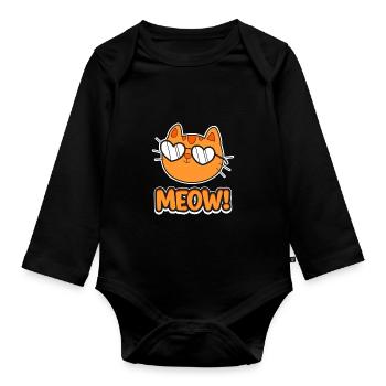 Cat Kitten Puss Kitten Pet Gift - Organic Longsleeve Baby Bodysuit - black - Front