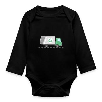 Garbage truck garbage truck recycling gift - Organic Longsleeve Baby Bodysuit - black - Front