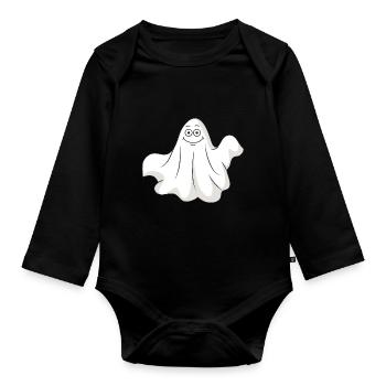 Halloween Geist Gespenst - Baby Bio-Langarm-Body - Schwarz - Vorne