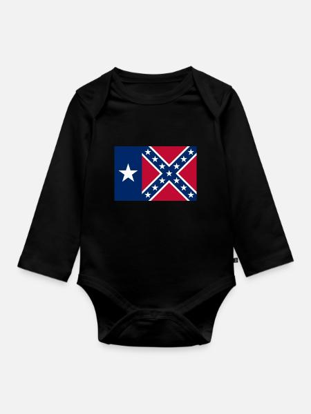 Texas Rebel Flag - Baby Bio-Langarm-Body - Schwarz