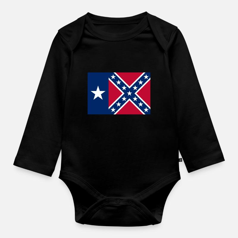 Texas Rebel Flag - Baby Bio-Langarm-Body - Schwarz