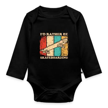 Skateboard - Baby Bio-Langarm-Body - Schwarz - Vorne