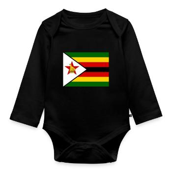 Flagge von Zimbabwe (zw) - Baby Bio-Langarm-Body - Schwarz - Vorne