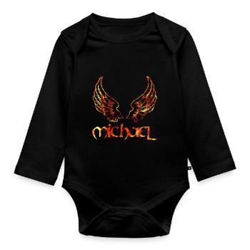 erzengel michael feuer - Baby Bio-Langarm-Body - Schwarz - Vorne