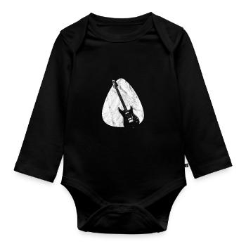 Guitares Plectrum Retro Vintage Rock & Roll Shirt - Body Bébé bio manches longues - noir - Devant