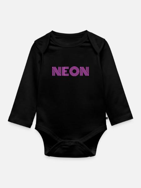 neon pink - Baby Bio-Langarm-Body - Schwarz
